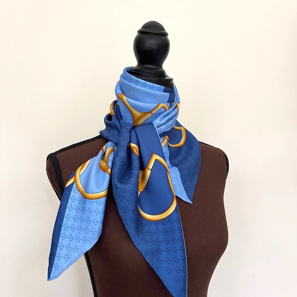 New Gucci Scarf Equestrian Horsebit Chain Silk Wrap with Gucci Gift Box